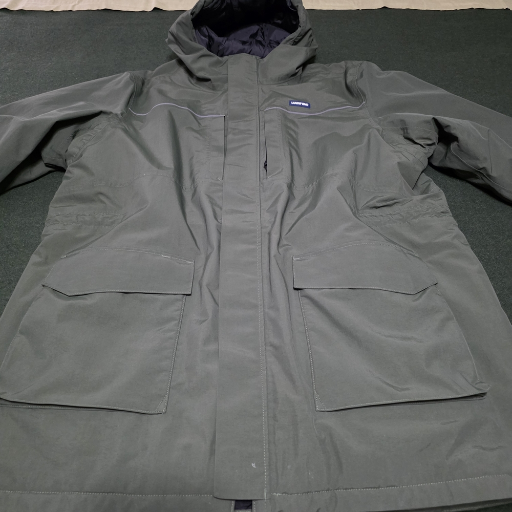 Lands' End Squall Parka Men's Green Hooded Jacket
